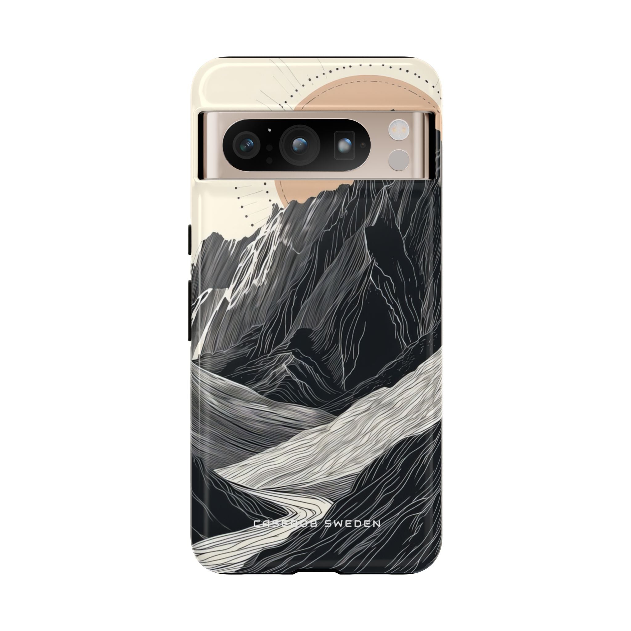 Minimalist Mountain Landscape with Flowing River Google Pixel 8 - Tough Phone Case