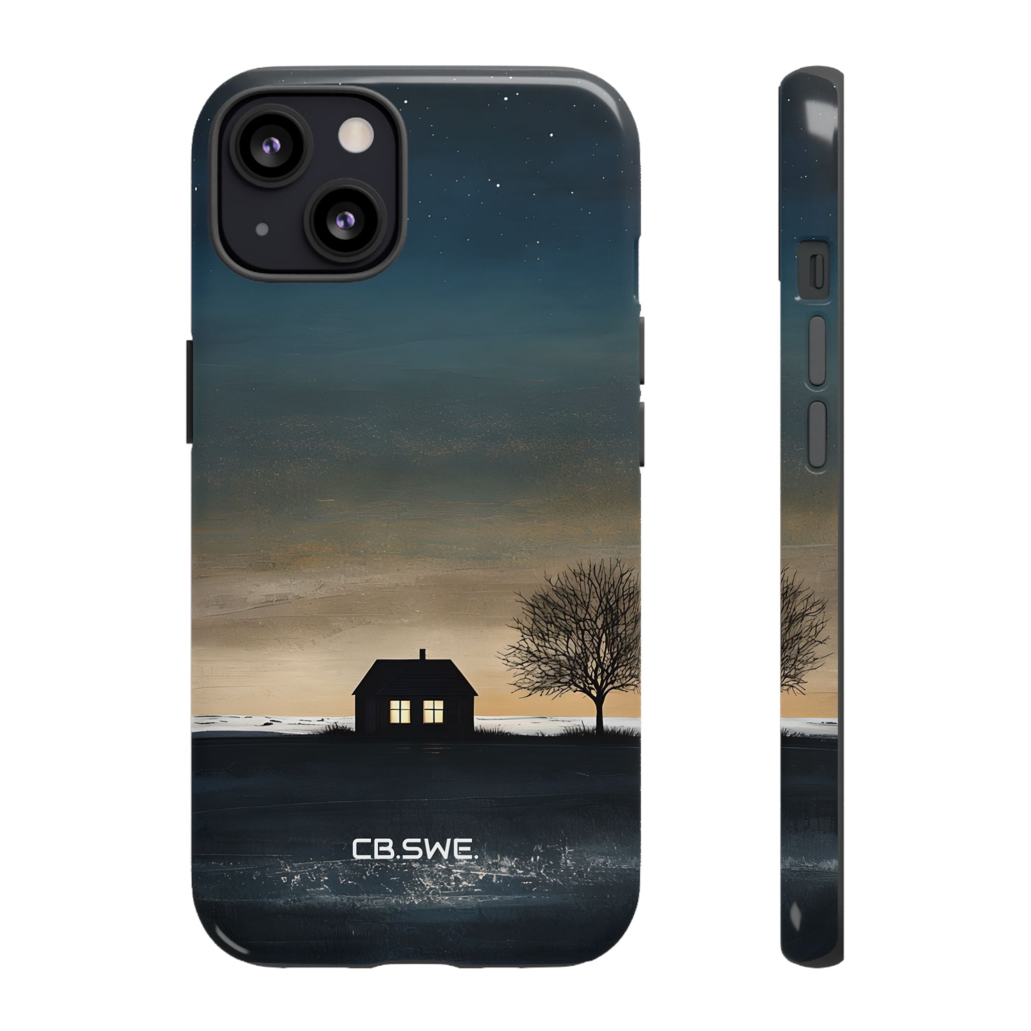 Serene Minimalist Dark House Glowing Windows Phone iPhone 13 - Tough