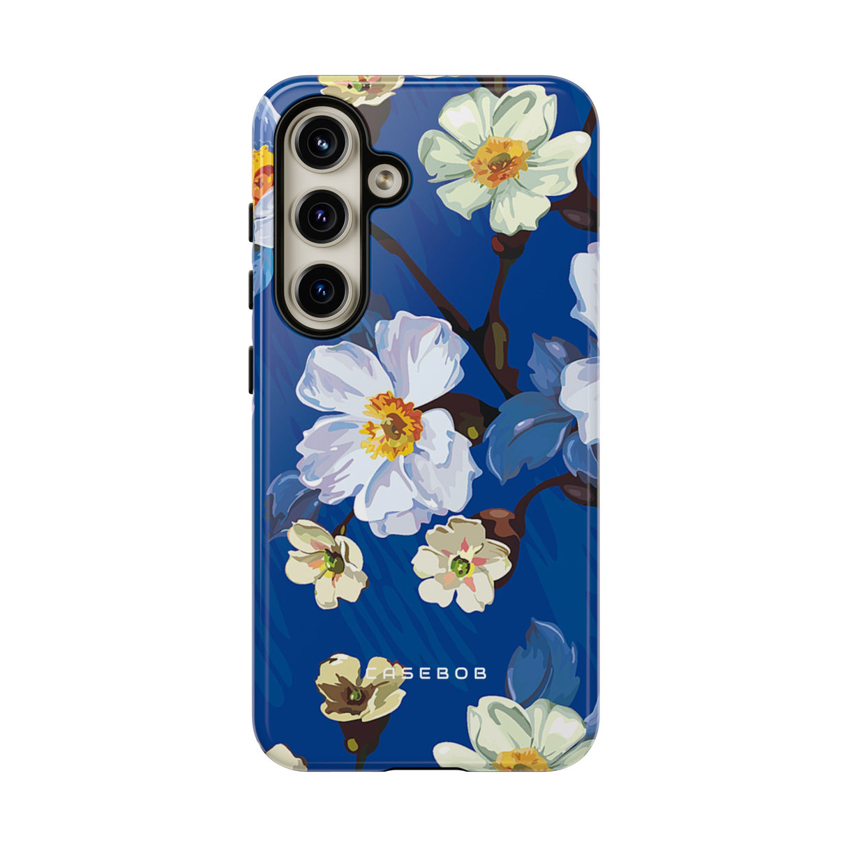 Elegant Flower on Blue iPhone Case | Tough