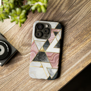 White Pink Mosaic - Protective Phone Case