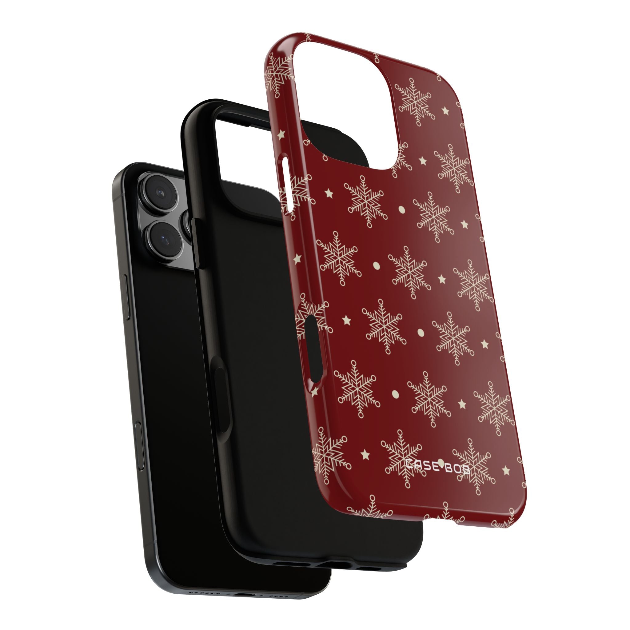 Cream Snowflake Crimson iPhone 16 Pro Max Case - Tough