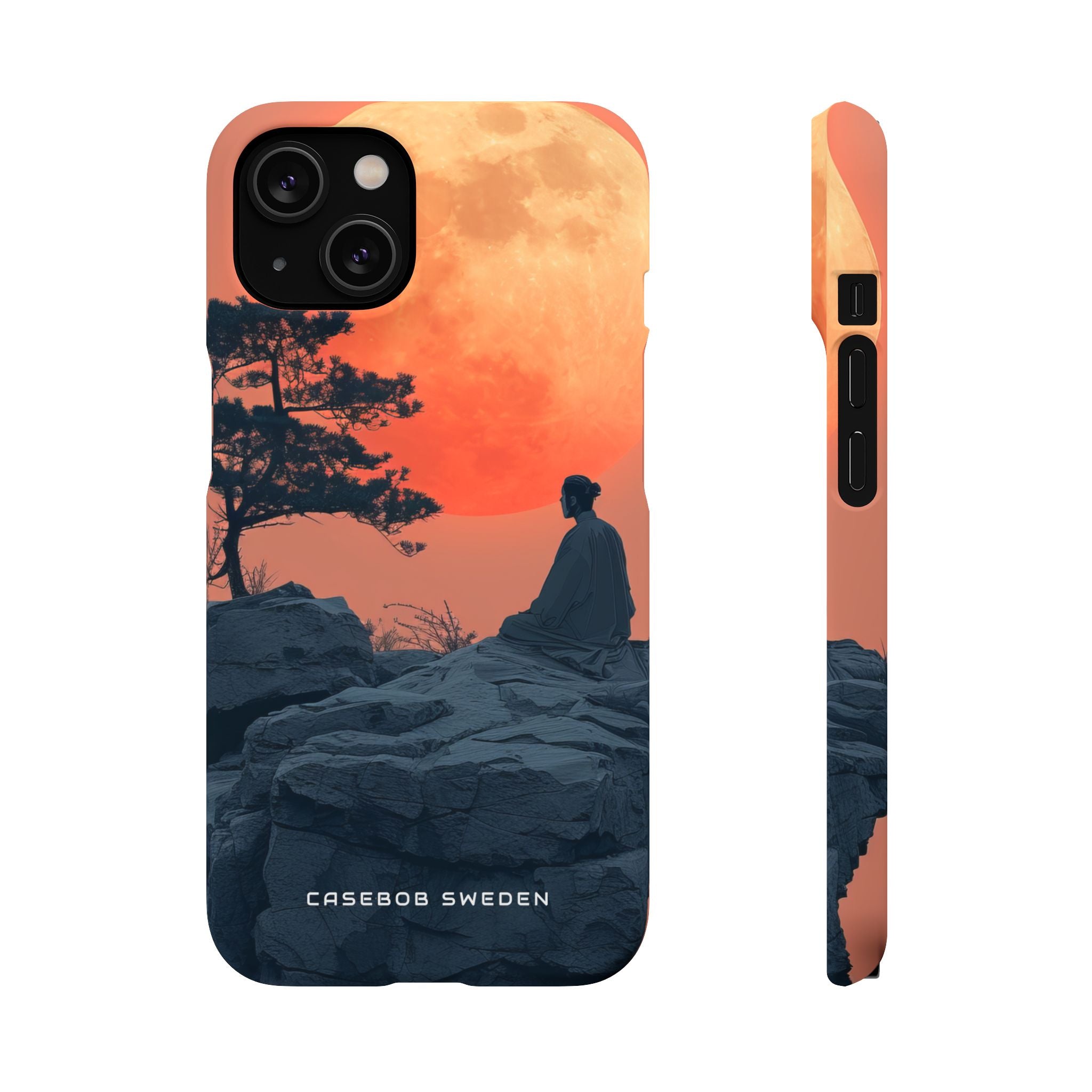 Zen Tranquility Under a Red Moon iPhone 14 - Slim Phone Case