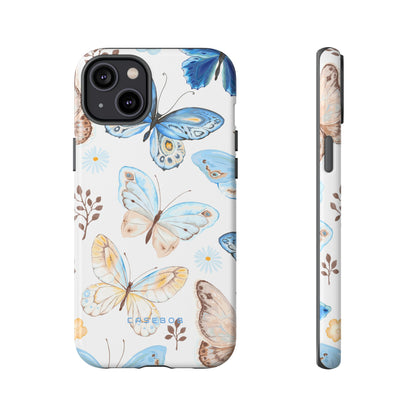 Flying Butterflies, Blue and Yellow iPhone case - Protective Phone Case