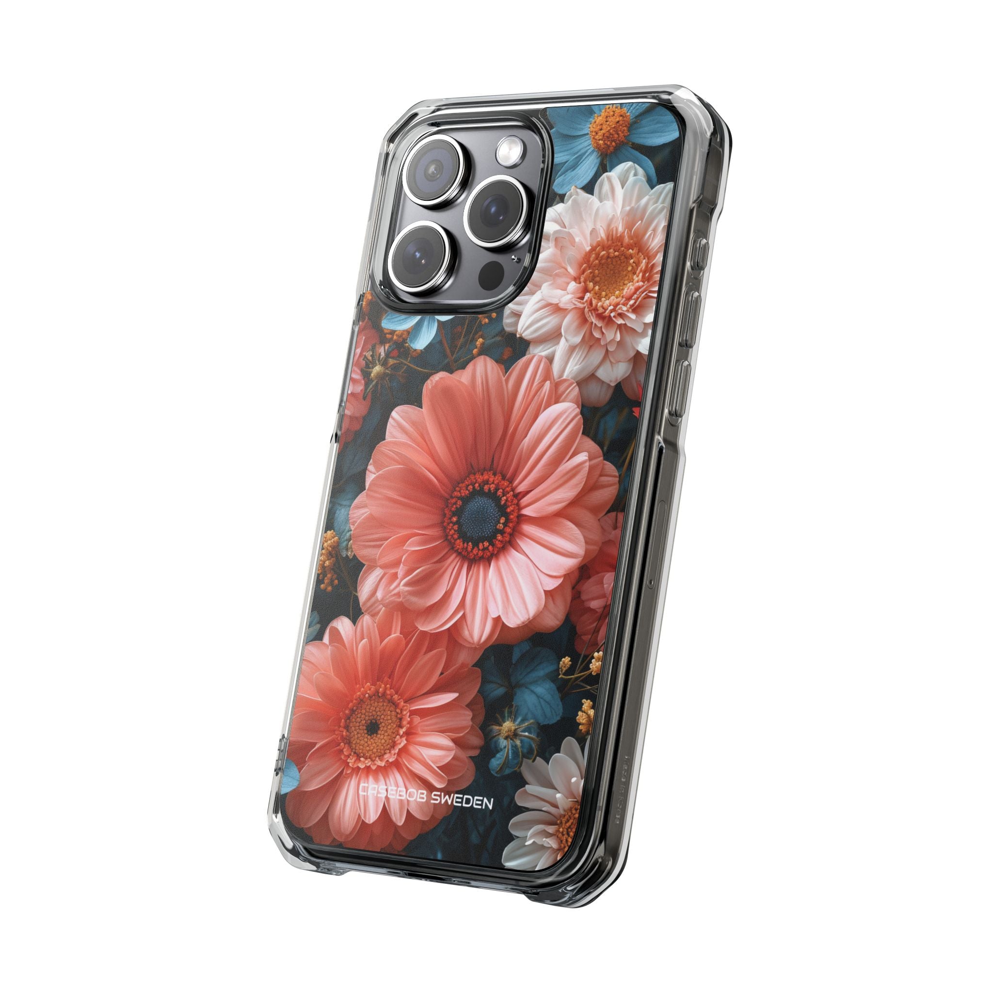 Coral Teal Blooms - Clear Impact iPhone 15 Phone Case