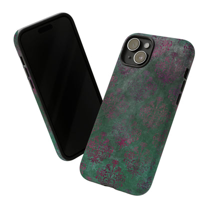 Green Damask Gothic Flower - Protective Phone Case