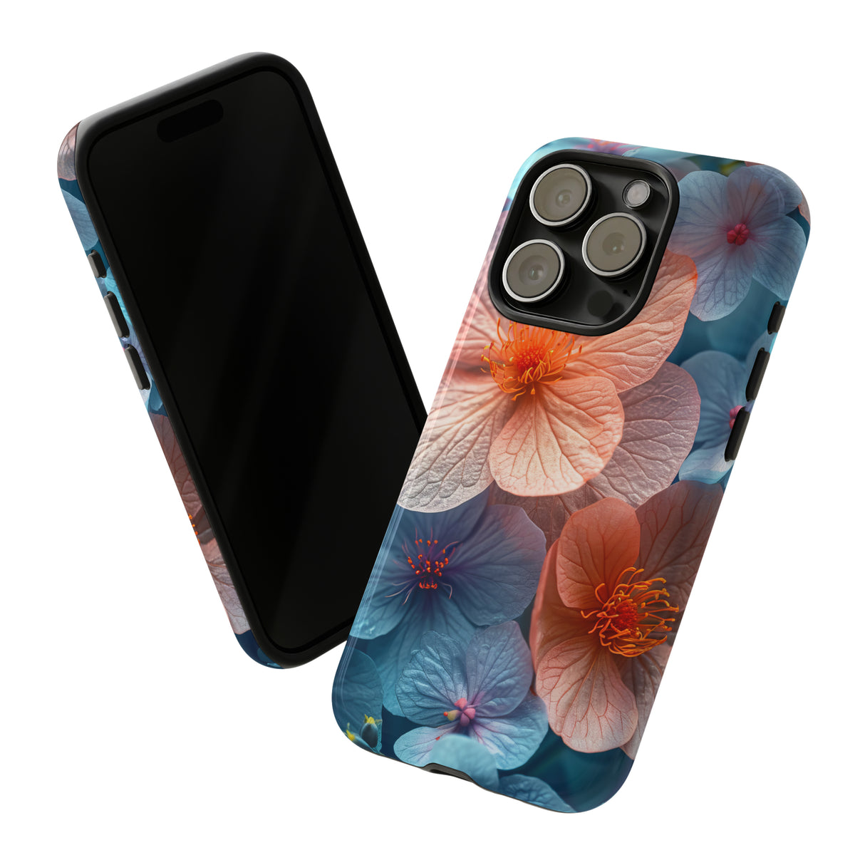 Hellblaue Floral Serenity - Schutzhülle fürs Handy