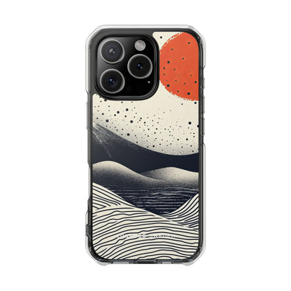 Red Sun Over Flowing Horizons iPhone 16 - Clear Impact Phone Case