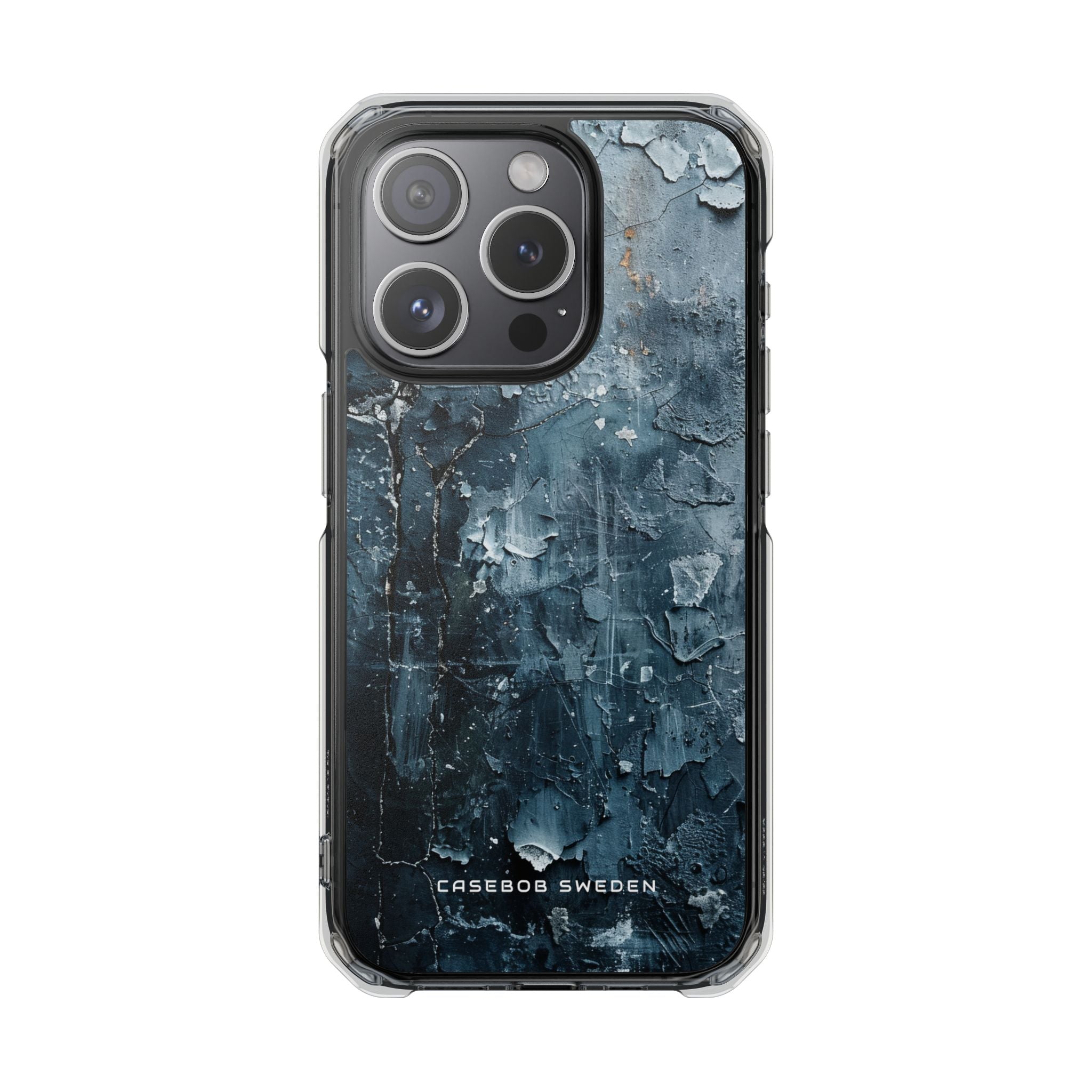 Weathered Blue Tapestry with Cracked Layers iPhone 15 - Clear Impact Phone Case