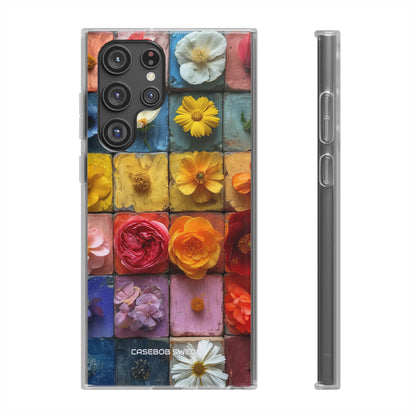 Vibrant Floral Tiles - Flexi Samsung S22 Phone Case