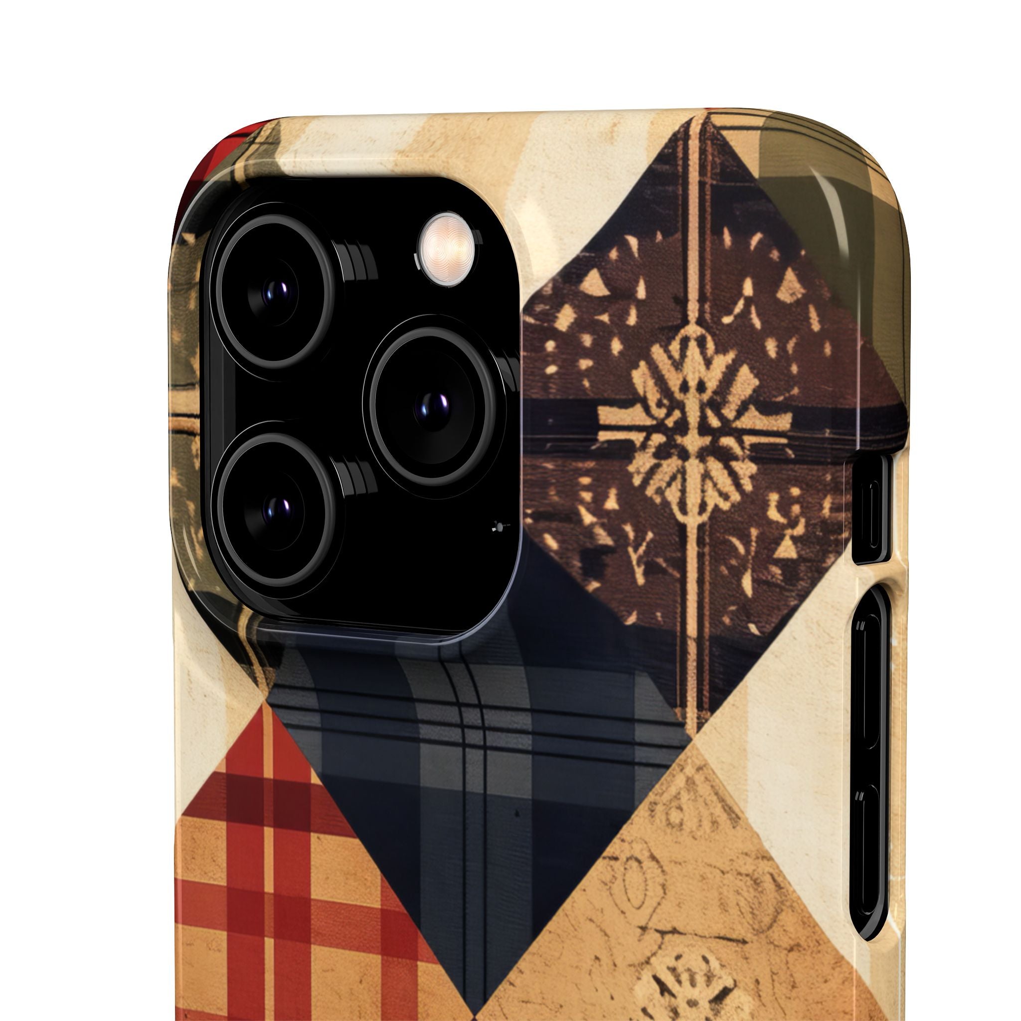 Rustic Geometric Patchwork Harmony iPhone 14 - Slim Phone Case