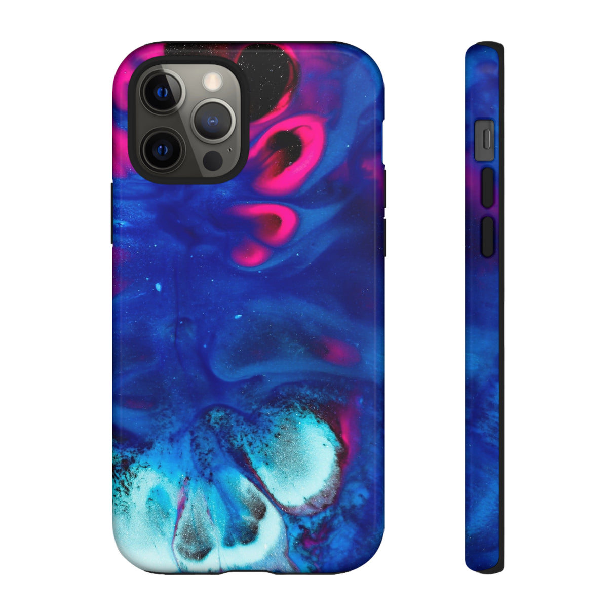 Bright Dark Blue Ink Art iPhone Case (Protective) iPhone 12 Pro Glossy Phone Case