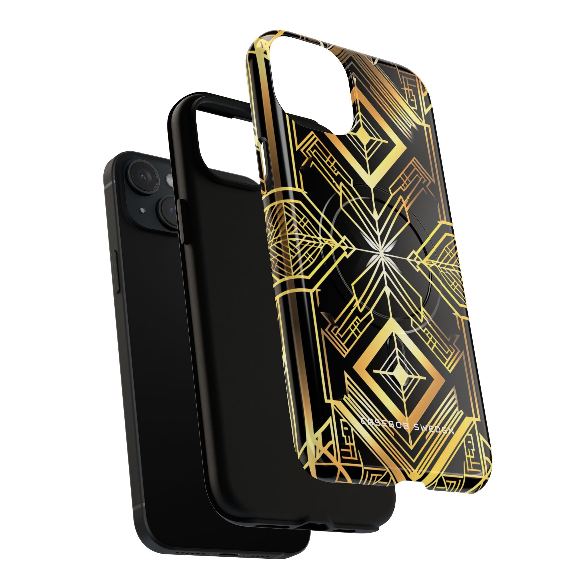 Golden Geometric Opulence iPhone 15 | Tough+ Phone Case