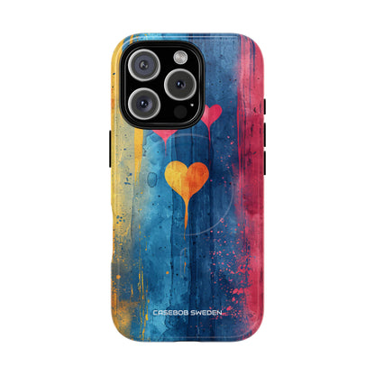 Hearts Watercolor Art - Tough + MagSafe® iPhone 16 Phone Case