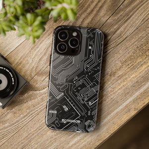 Circuitry Dreams: Abstract Black Design - for iPhone 16