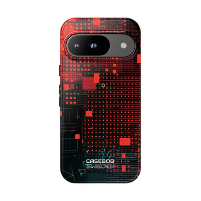 Crimson Circuit Grid Google Pixel 9 - Tough