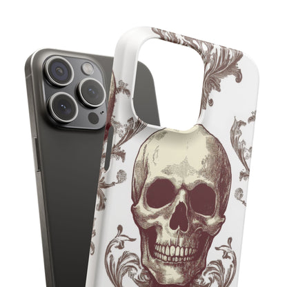 Gothic Skulls and Ornate Foliage iPhone 15 - Slim Phone Case