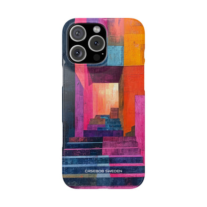 Pink Orange Geometry - Slim iPhone 16 Phone Case