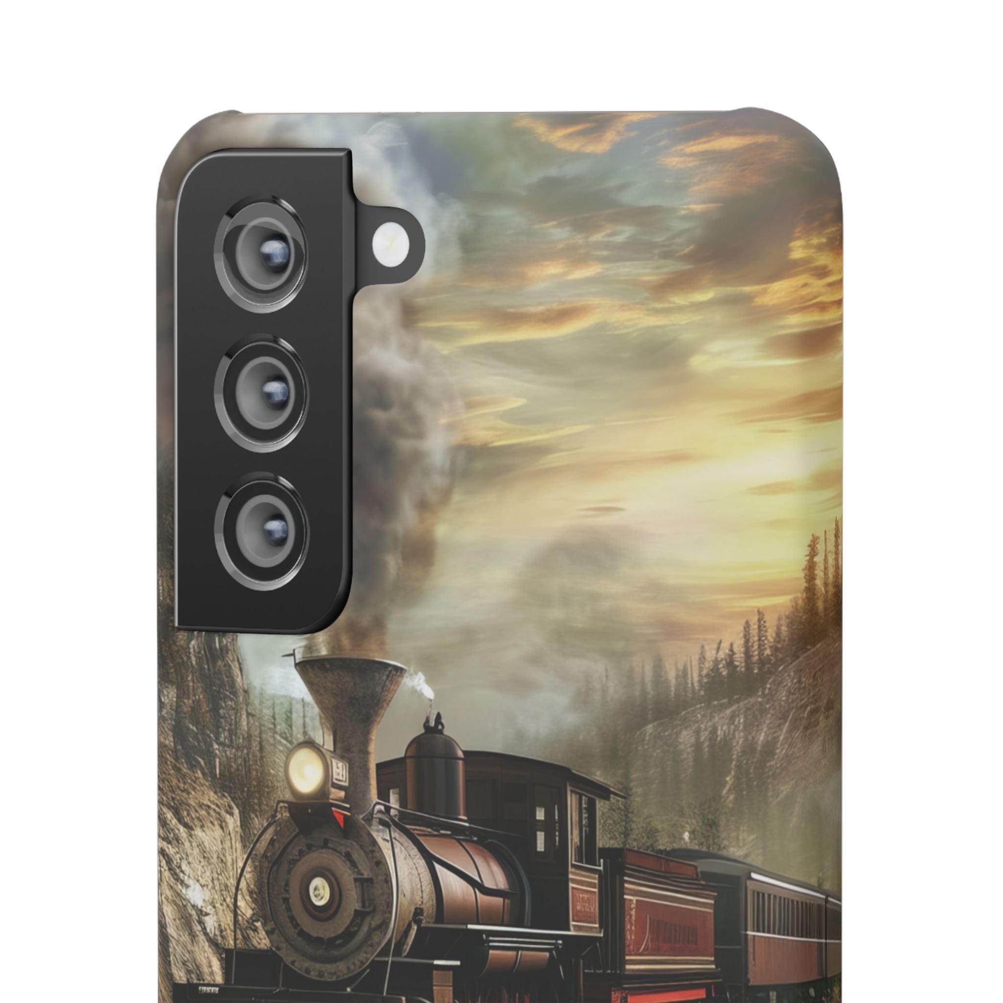 Vintage Steam Train Crossing Mountain Bridge Samsung S21 - Slim Phone Case