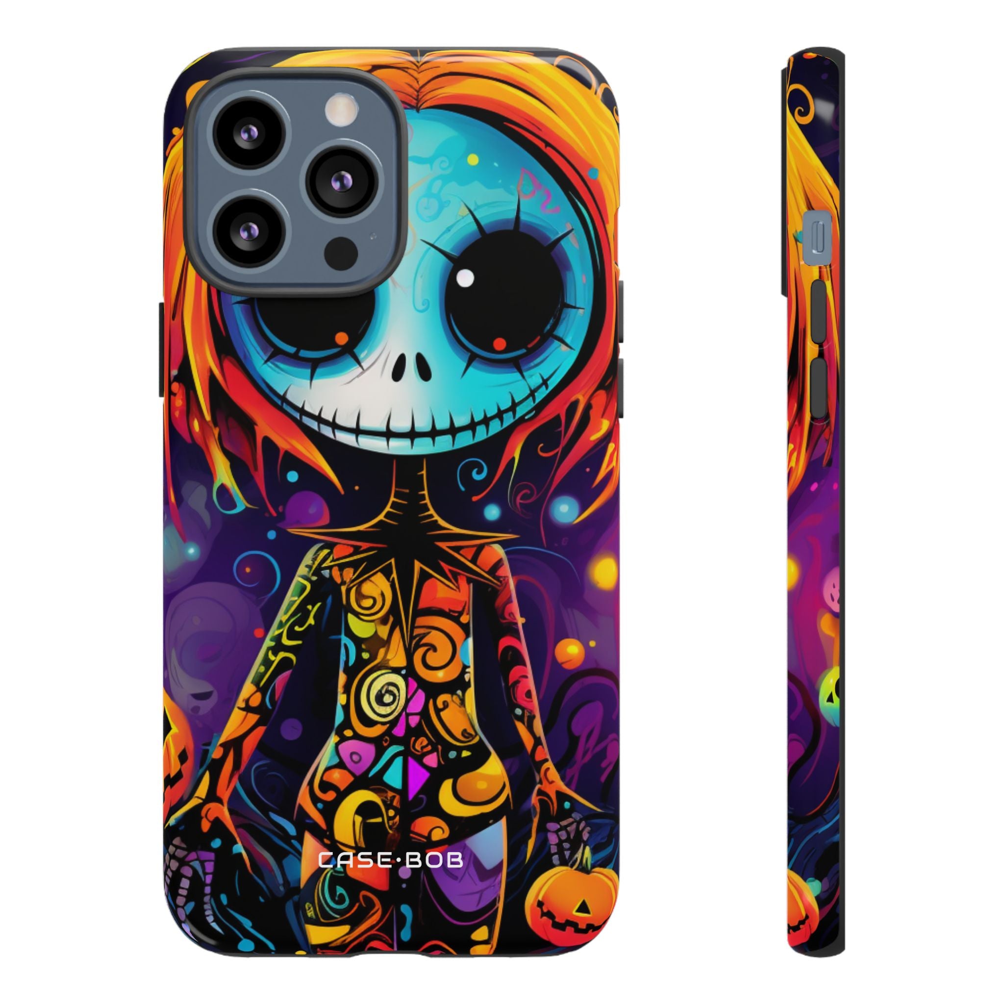 Blue Skull Swirl iPhone 13 Pro Case - Tough