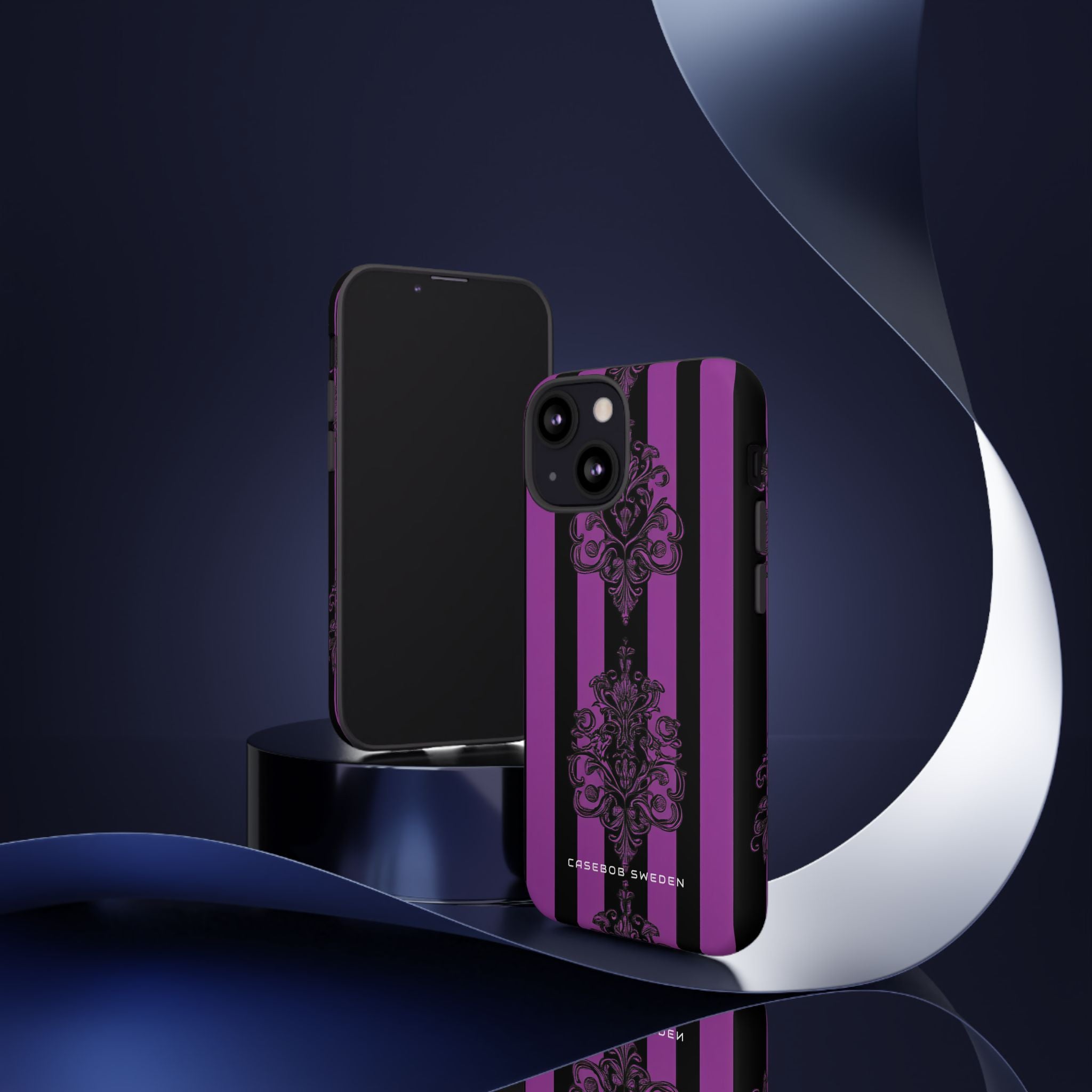 Gothic Elegance with Vertical Stripes and Ornamental Motifs iPhone 13 - Tough Phone Case