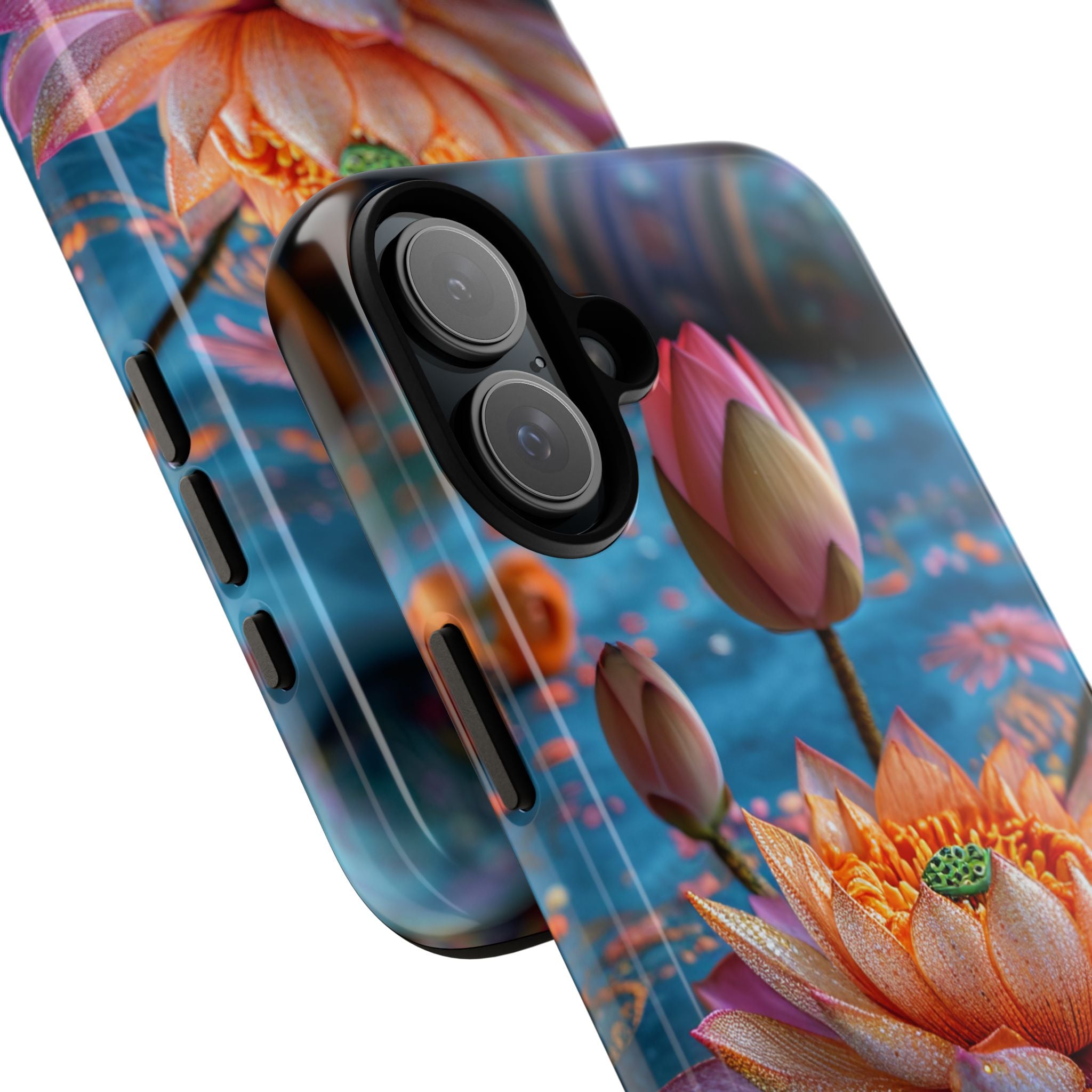 Vibrant Lotus Embroidery - Tough iPhone 16 Phone Case