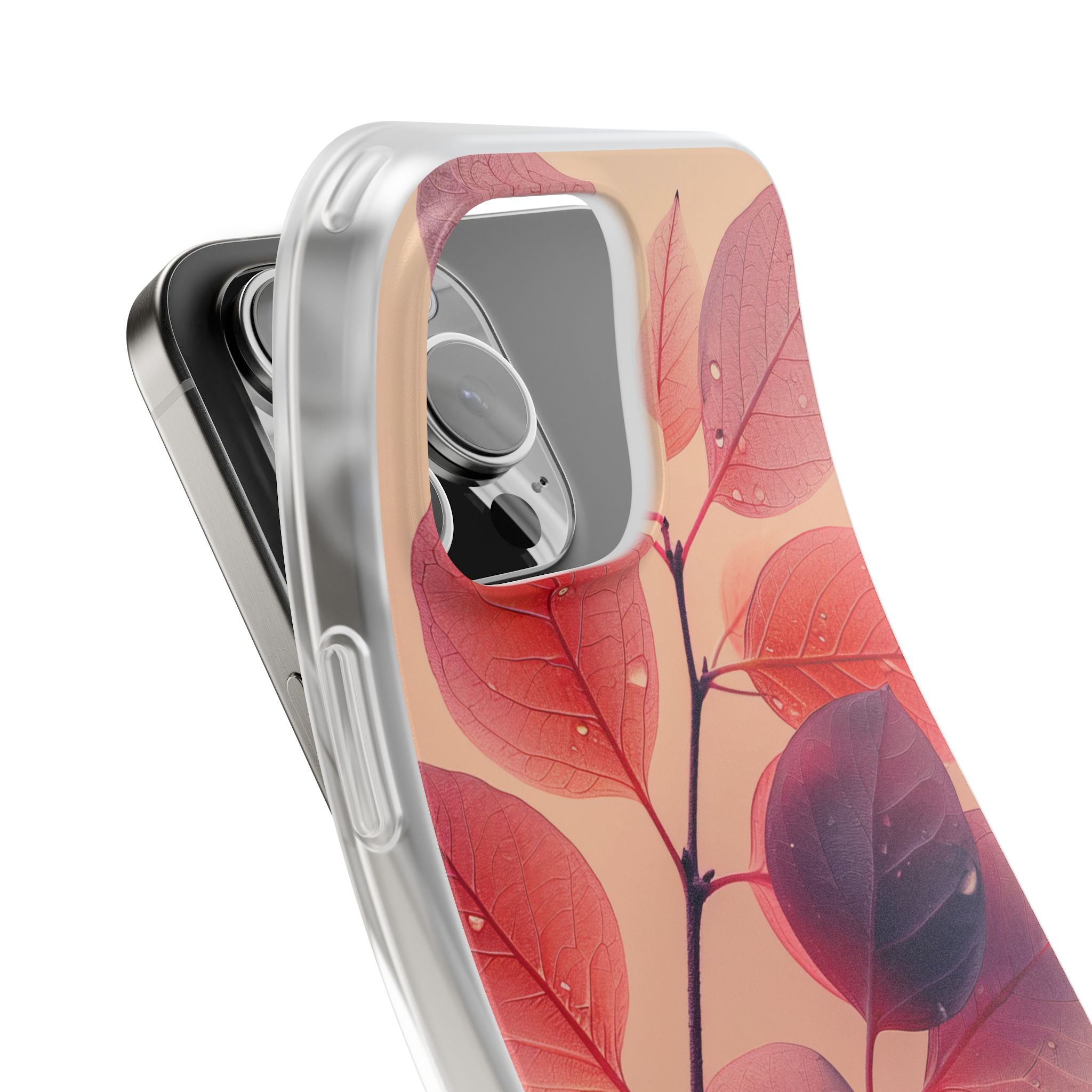 Pink Serenity Leaf Design - Flexi iPhone 16 Phone Case