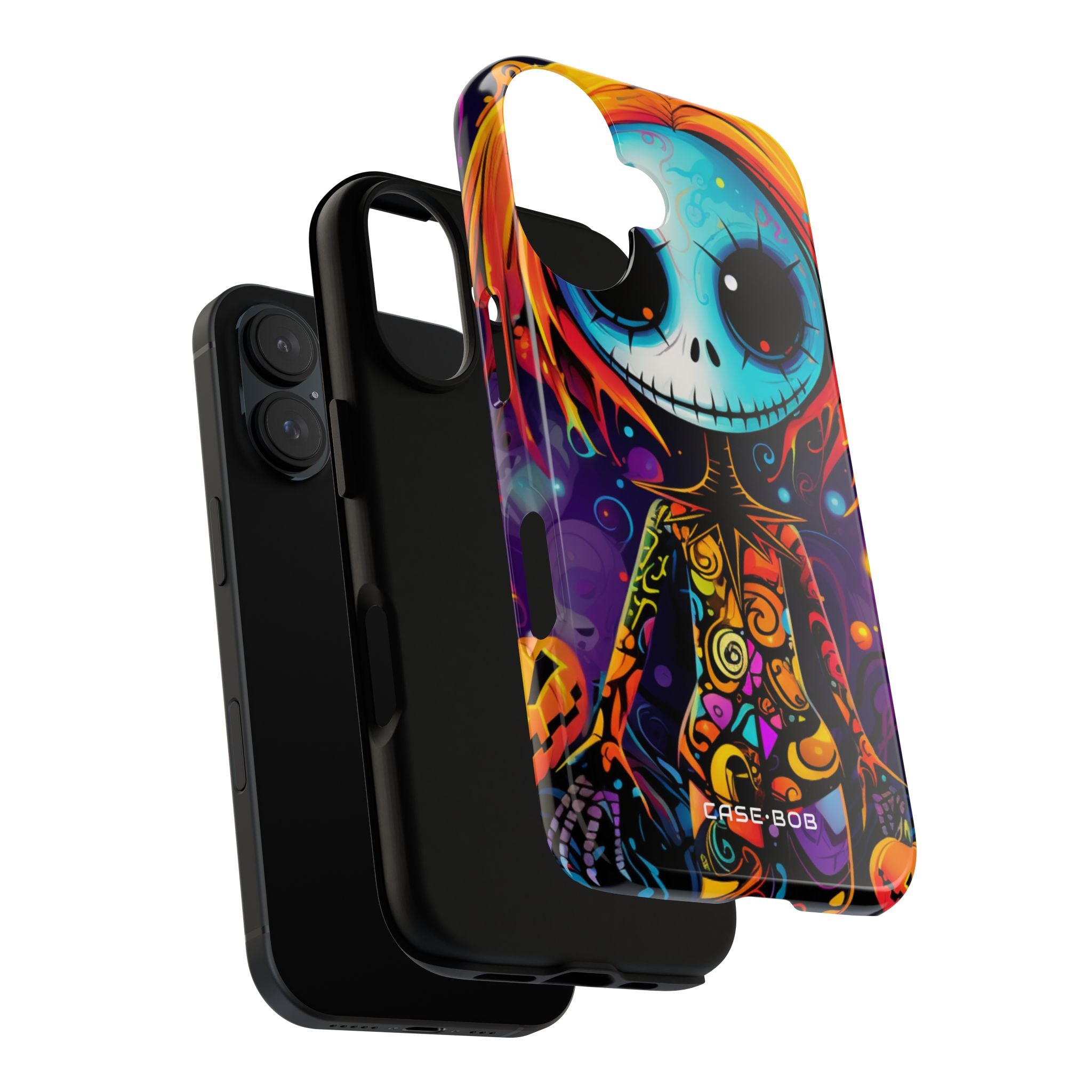 Blue Skull Swirl iPhone 16 Plus Case - Tough