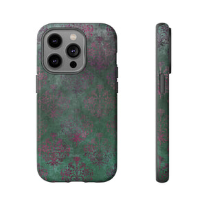 Green Damask Gothic Flower - Protective Phone Case