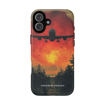 Vintage Sunset Airplane Silhouette iPhone 16 | Tough+ Phone Case