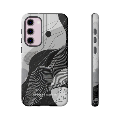 Fluid Rhythms: Monochrome Line Flow Samsung S23 - Tough Phone Case