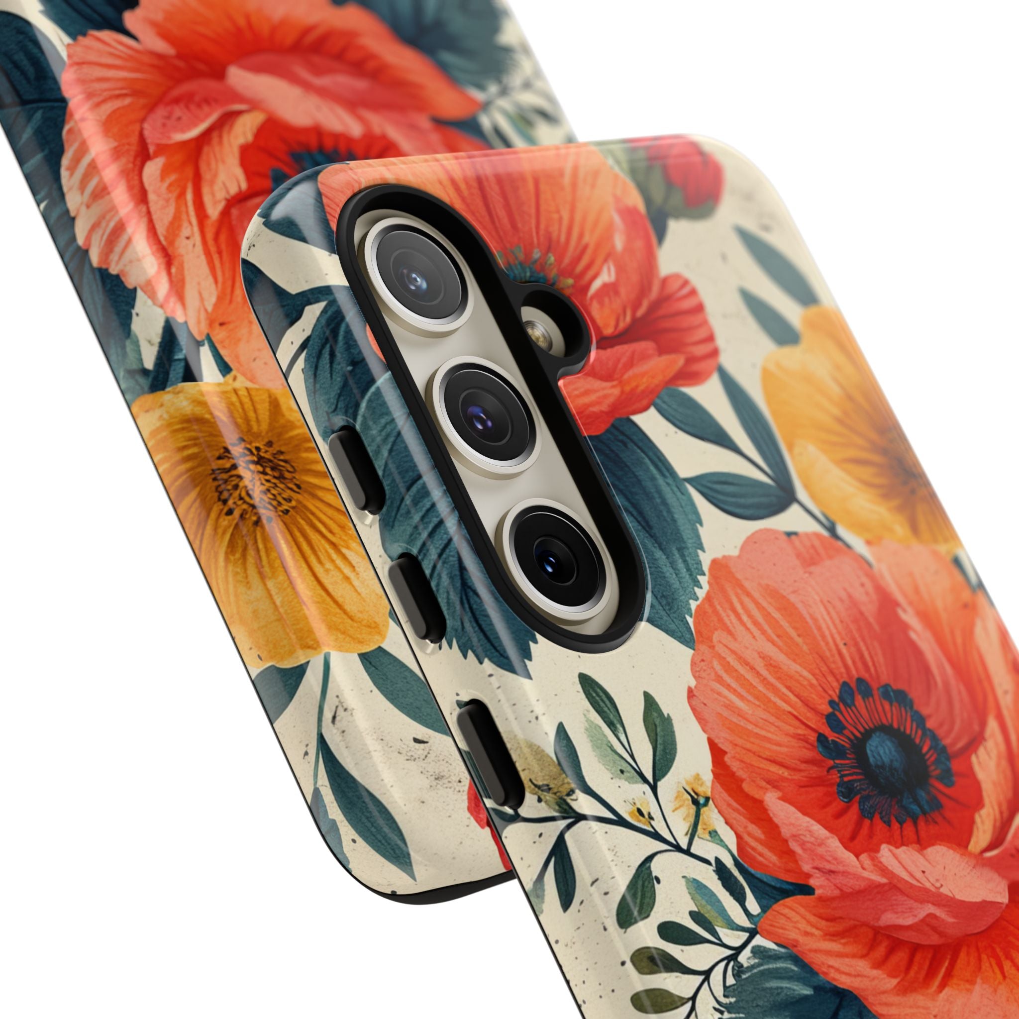 Vibrant Botanical Poppies - Tough Samsung S24 Phone Case