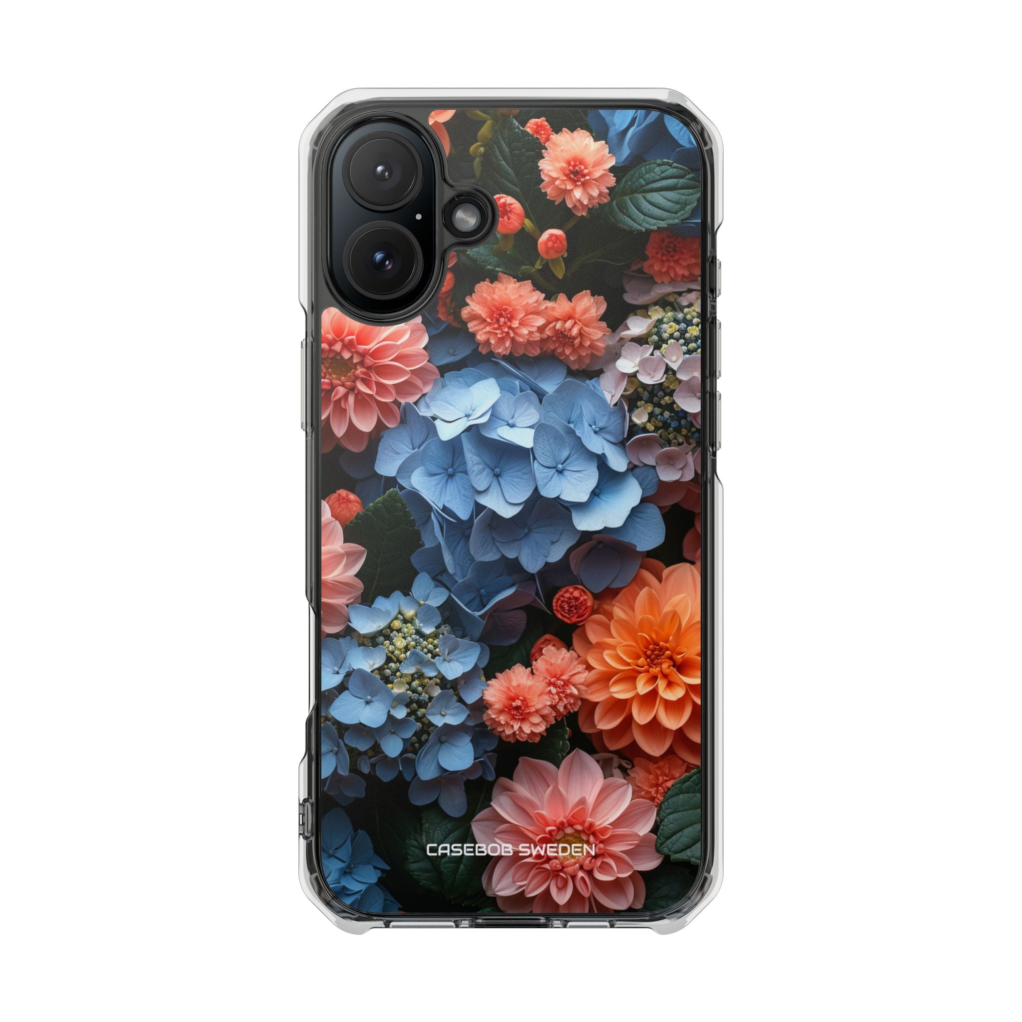 Blue Floral Bliss - Clear Impact iPhone 16 Phone Case