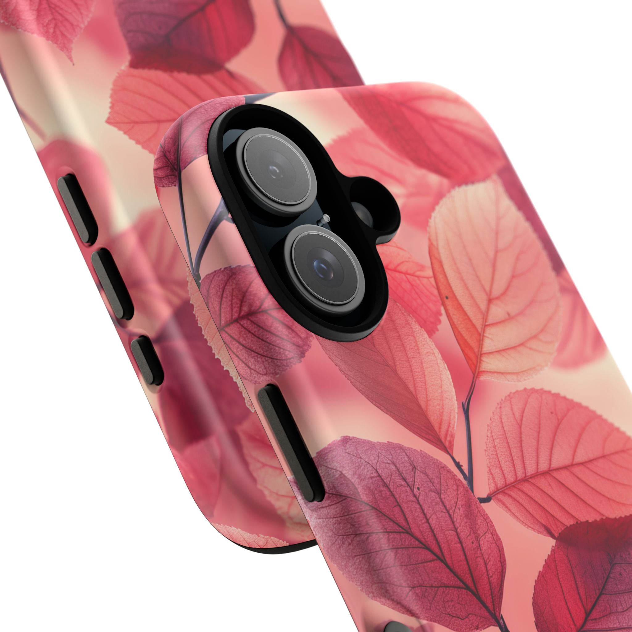 Elegant Pink Leaves iPhone 16 - Tough Phone Case