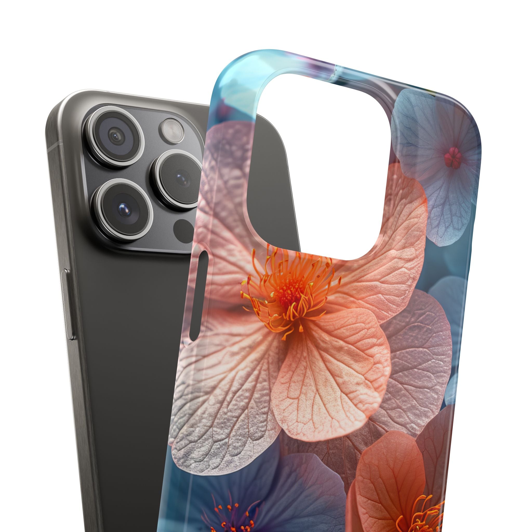 Peach Blossom Serenity - Slim iPhone 15 Phone Case