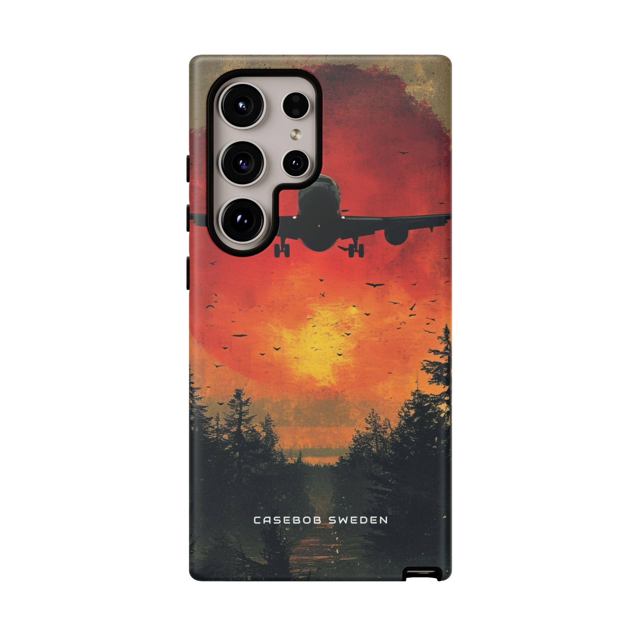 Vintage Sunset Airplane Silhouette Samsung S24 - Tough Phone Case