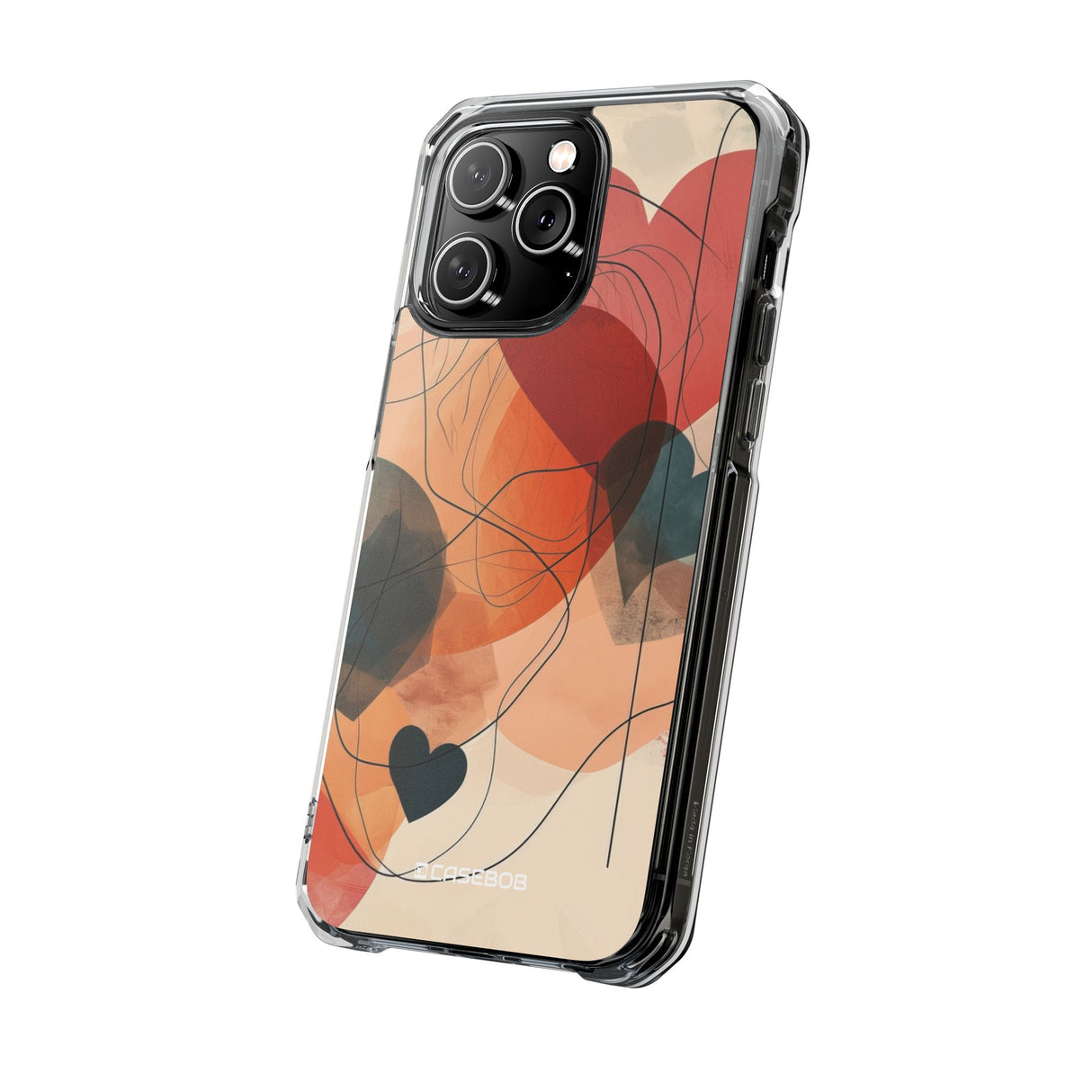 Abstract Heart Harmony - Phone Case for iPhone (Clear Impact - Magnetic)