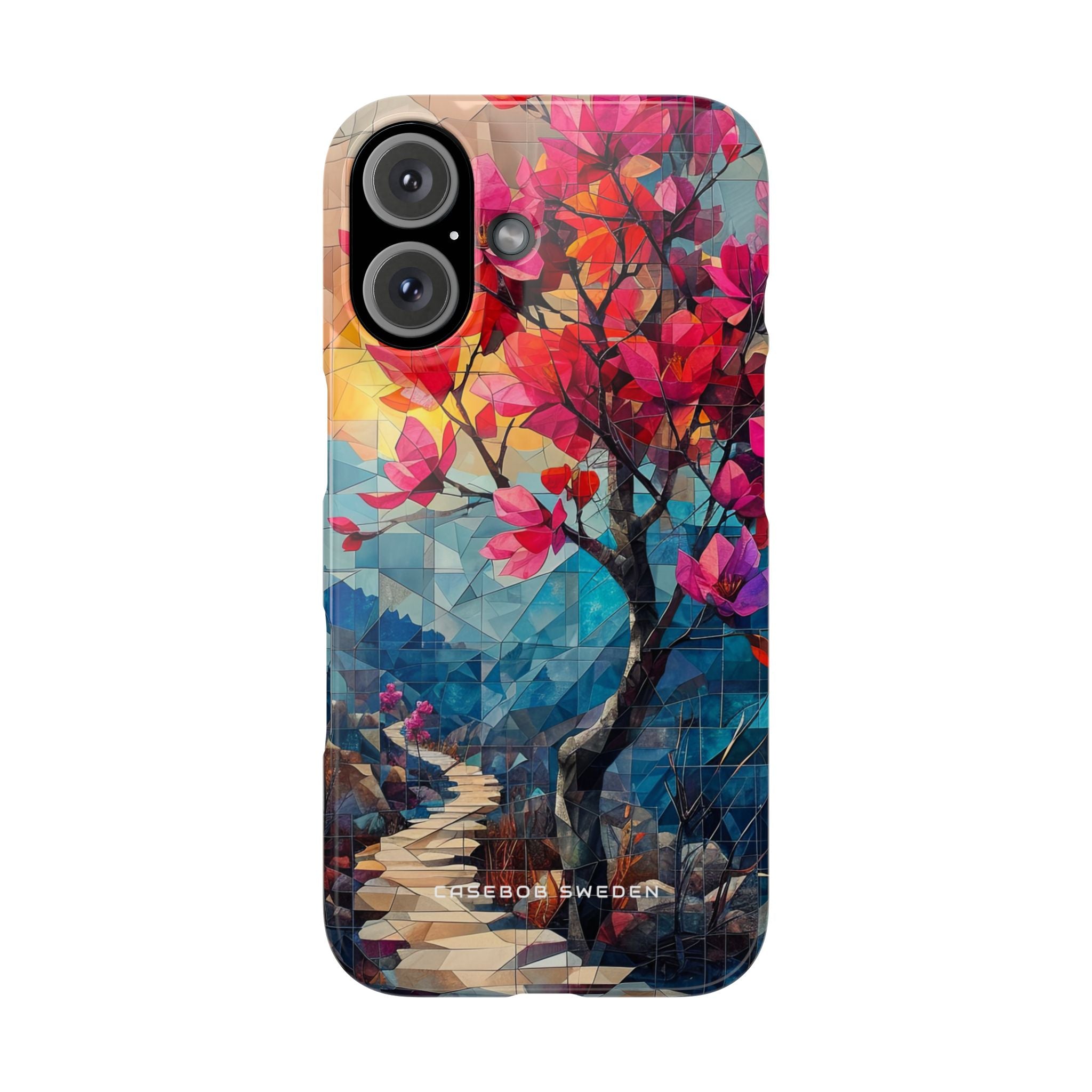 Vibrant Geometric Tree Landscape iPhone 16 - Slim Phone Case