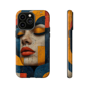 Blue Lady's Geometric Elegance - Protective Phone Case