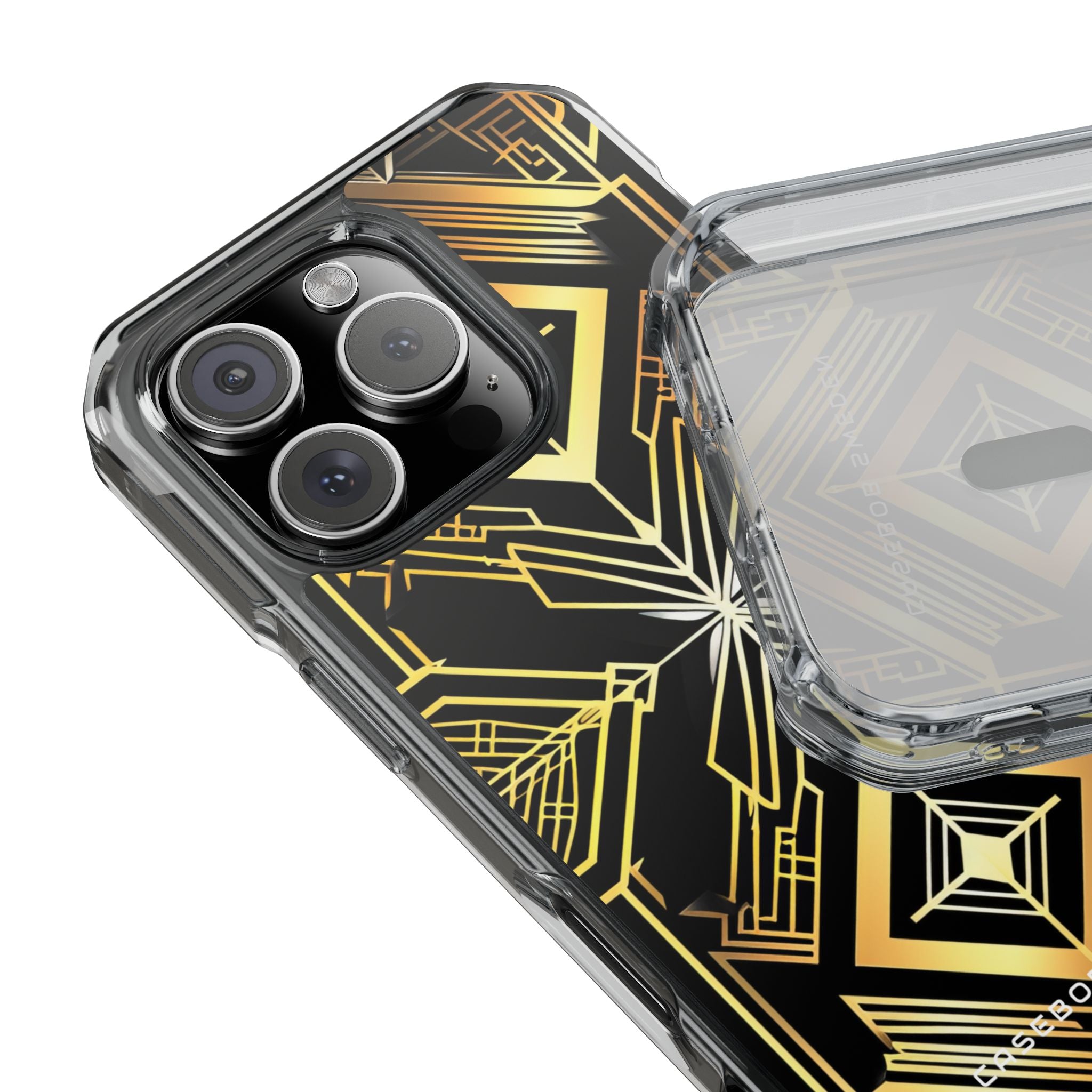 Golden Geometric Opulence iPhone 16 - Clear Impact Phone Case