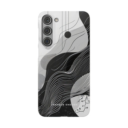 Fluid Rhythms: Monochrome Line Flow Samsung S23 - Slim Phone Case