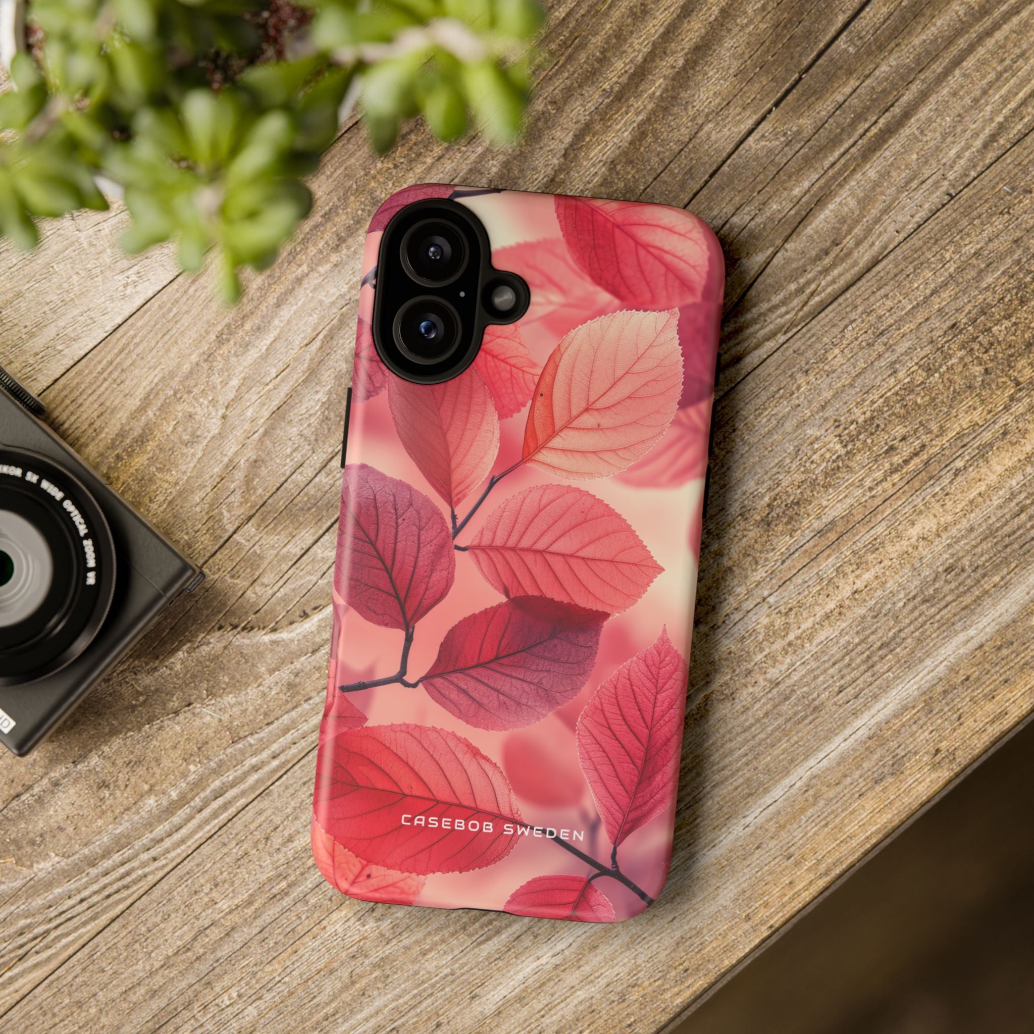 Elegant Pink Leaves iPhone 16 - Tough Phone Case