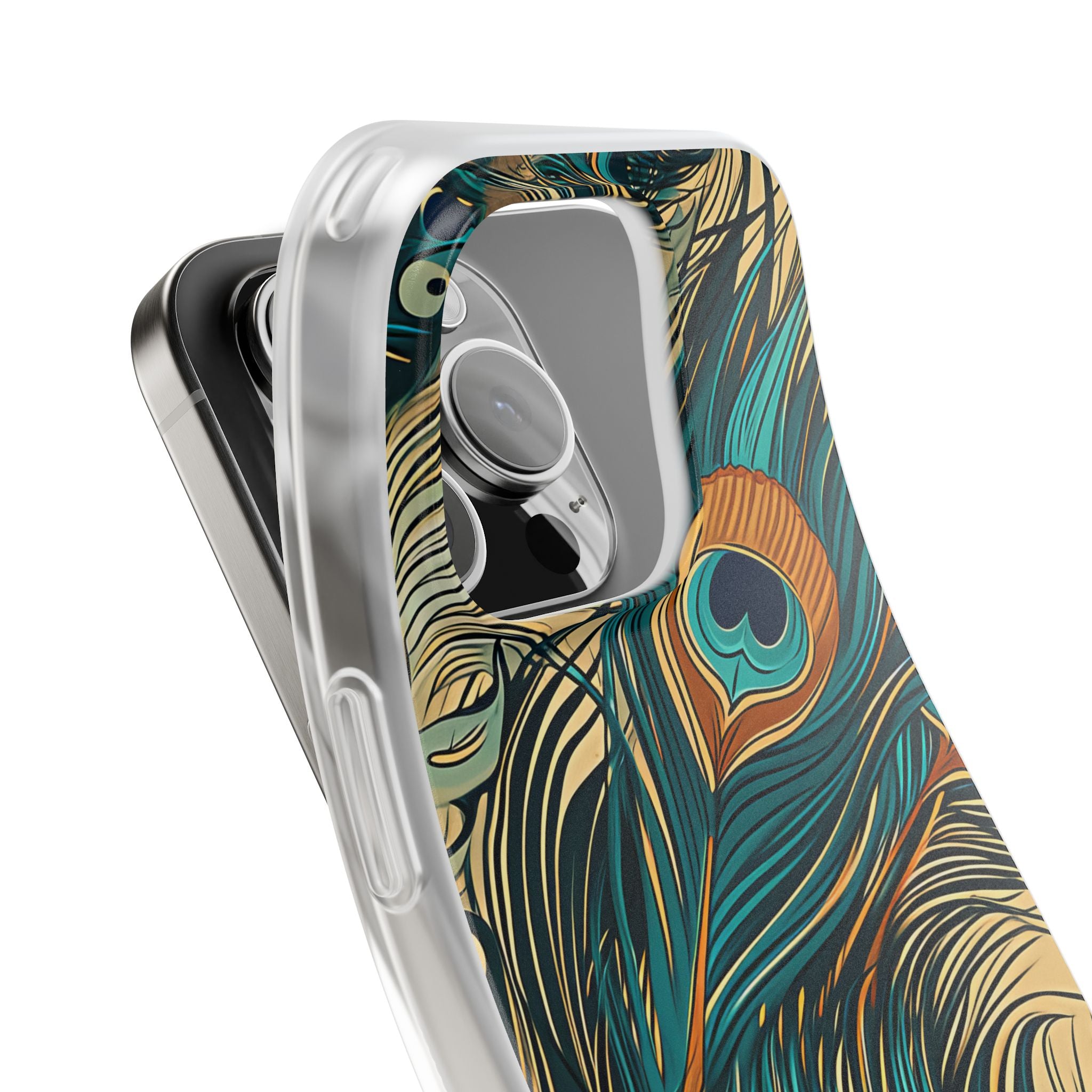 Jugendstil Pfau Eleganz iPhone 16 - Flexi Handyhülle