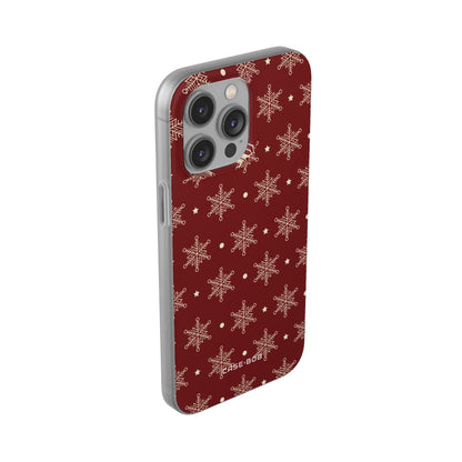 Cream Snowflake Crimson iPhone 14 Pro Max Case - Soft