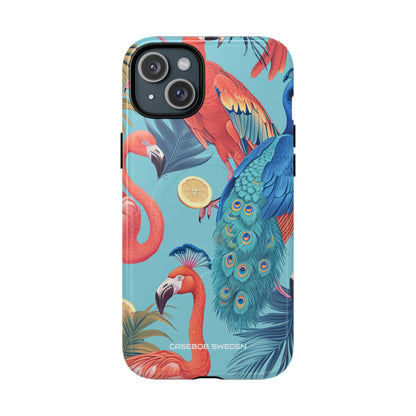 Tropical Flamingo Bliss - Tough + MagSafe® iPhone 15 Phone Case