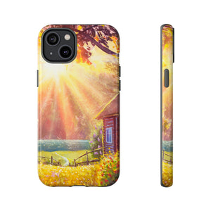 Flower Bushes Wooden House - Protective Phone Case