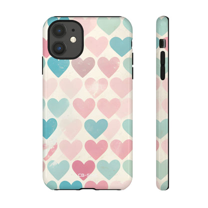 Retro Hearts Symmetry - iPhone Case
