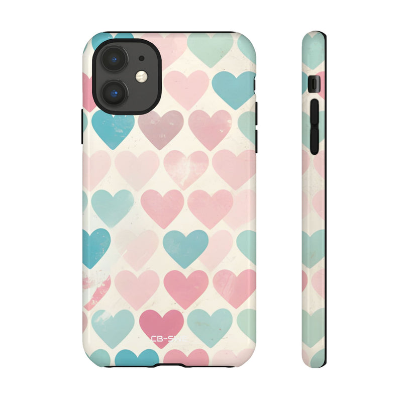 Retro Hearts Symmetry - iPhone Case