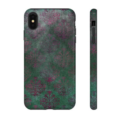 Green Damask Gothic Flower - Protective Phone Case