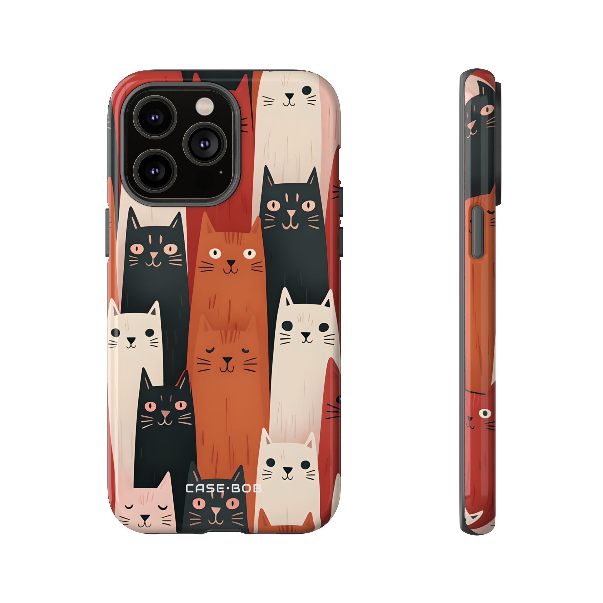 Elongated Cats Black iPhone 14 Pro Max Case - Tough