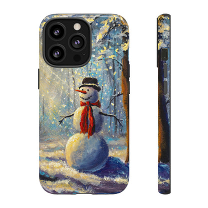 Oil painting - Happy Snowman - Protective Phone Case